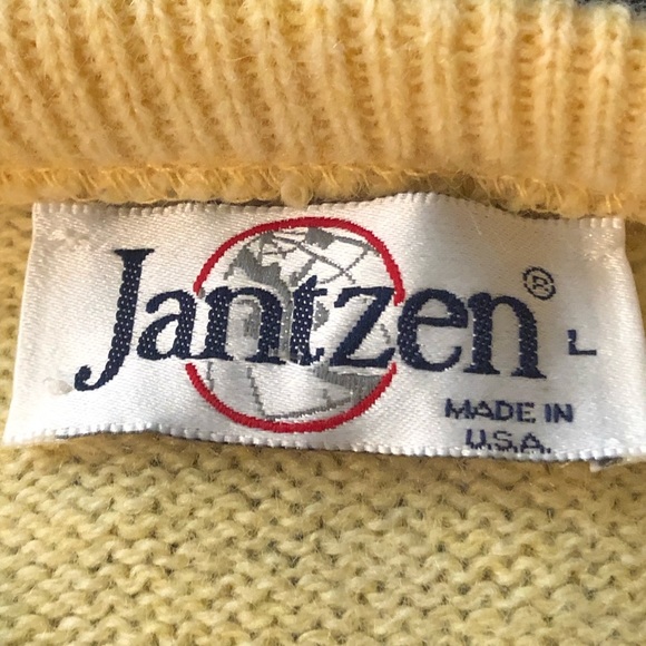 Vintage 1990s-Y2K Jantzen Pullover Vest Yellow Size Large + Bonus Vtg Scarf - Picture 6 of 14